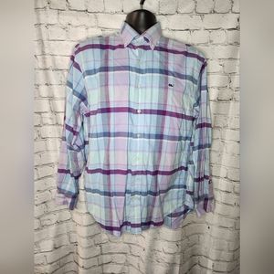 Men's Vineyard Vines Flannel Whale Shirt Button Down Long‎ Sleeve Size Medium